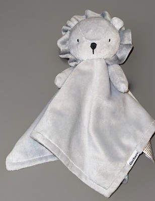 Gerber Gray Lion Plush Lovey Baby Security Blanket Blue Back