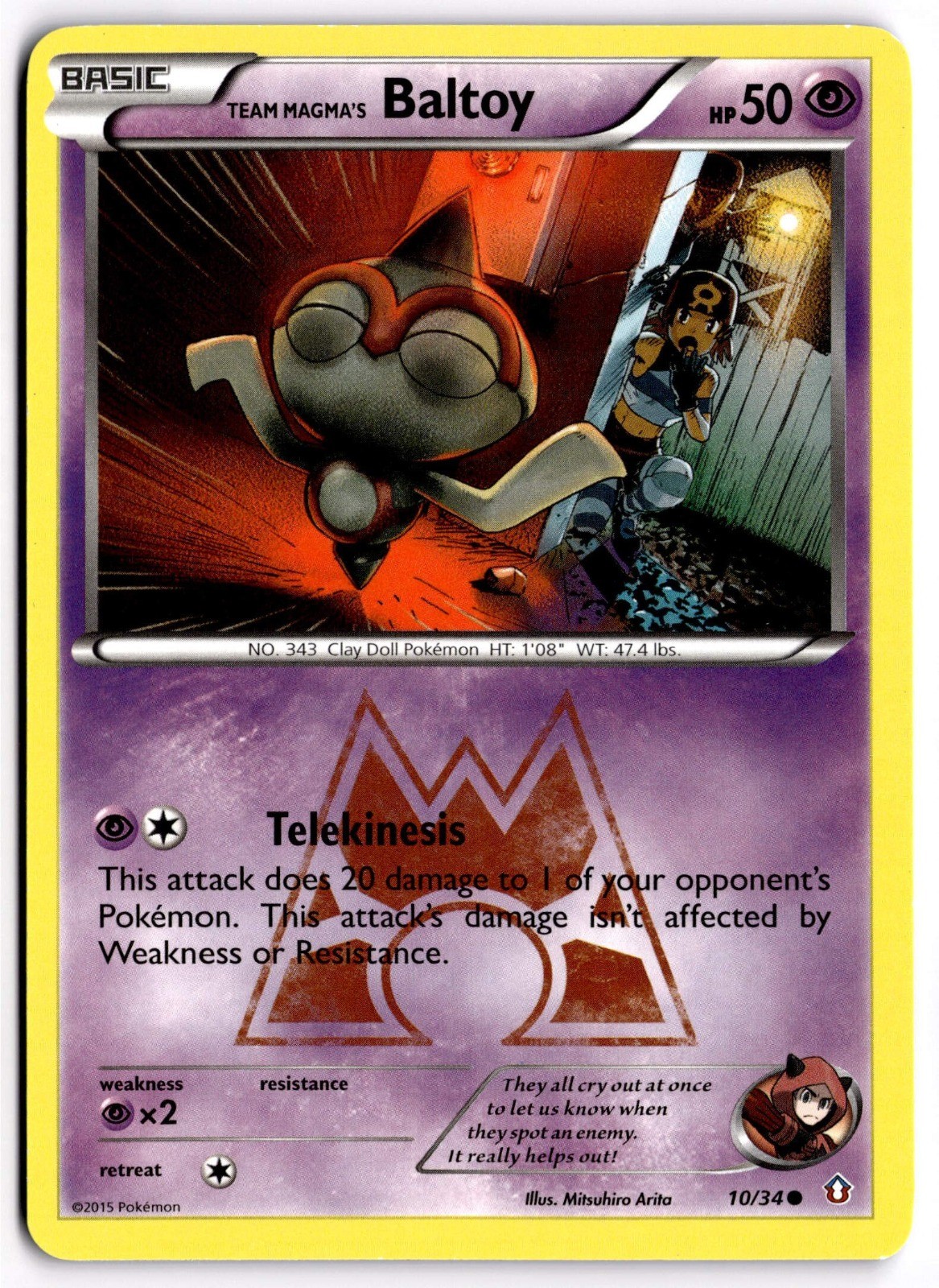 Pokemon TCG Team Magma's Baltoy 10/34 Double Crisis Common NM