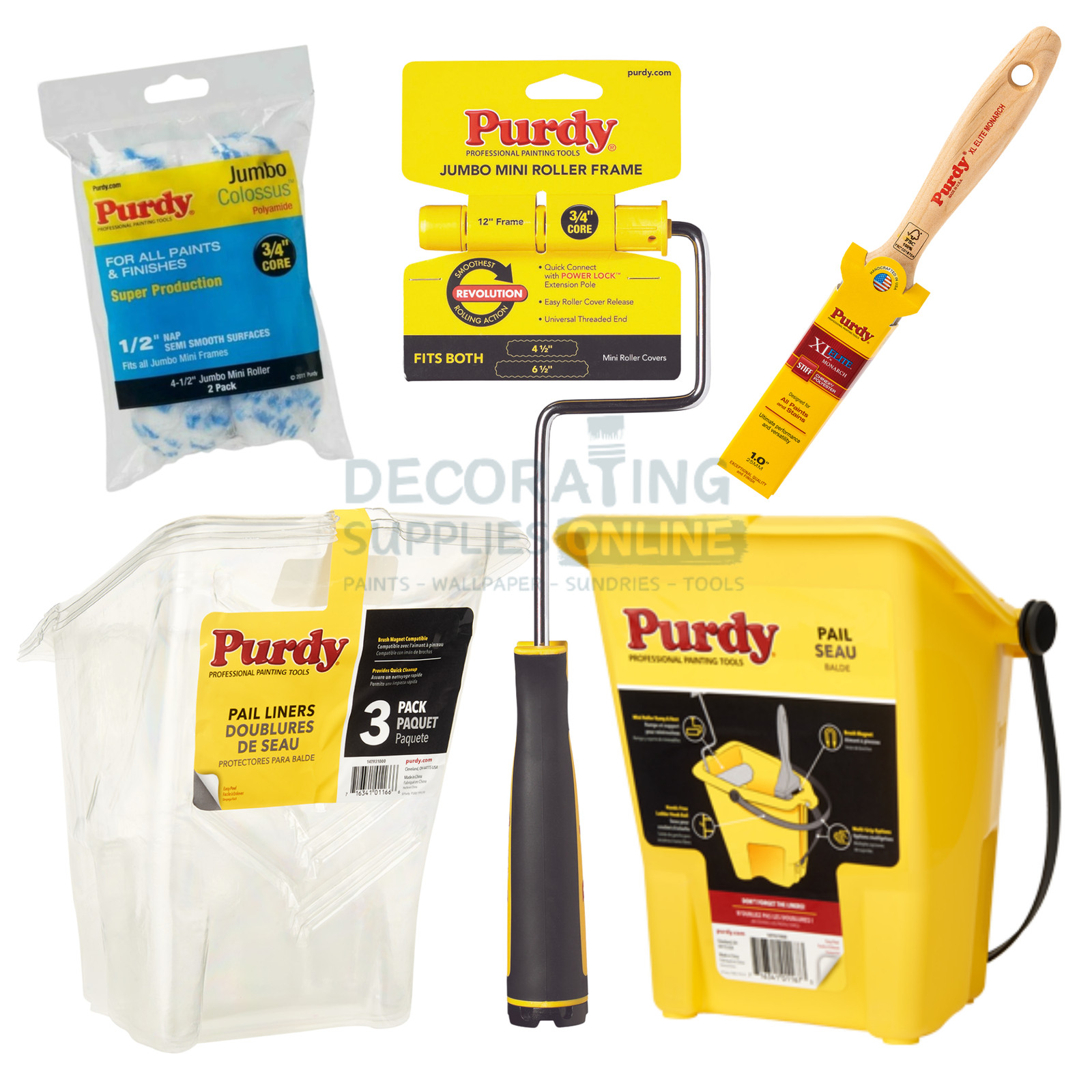 Purdy Colossus Jumbo Mini Roller & Pail Set - Bundle