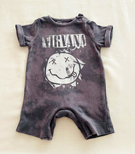 Nirvana Baby Playsuit Romper 1 Months Grey Graphic Logo Short Sleeve Snap