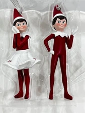 Ruz The Elf On The Shelf Polyresin Christmas Ornament Set Both Boy & Girl Elf