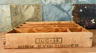 #ad Pacific High Explosives Wood Crate ICC 14 Dovetail Corners Dynamite Vintage $60.00