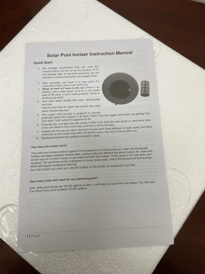 太阳能池电离器 | 游泳池清洁设备 | 保持游泳池水水晶透明 — 第 4/4 张图片