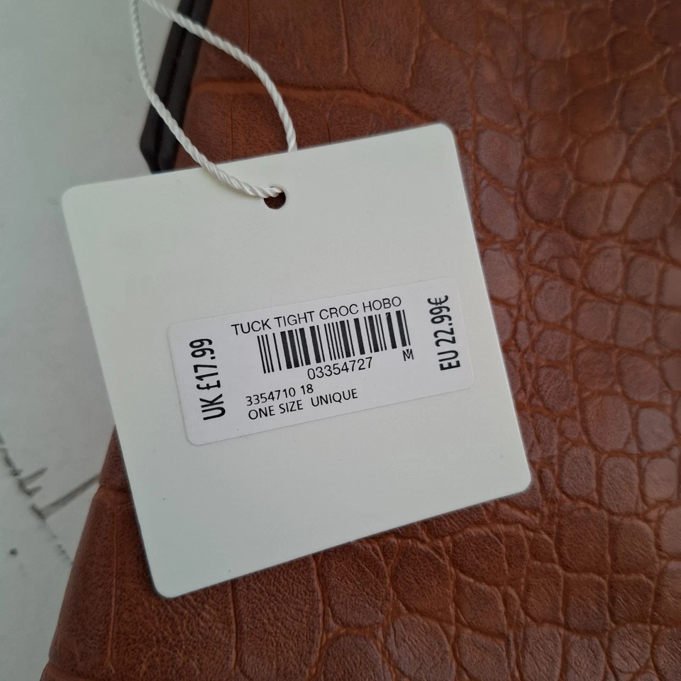 New Look Brown Faux Croc Tote Bag 38x37x11cm - Image 2 of 4