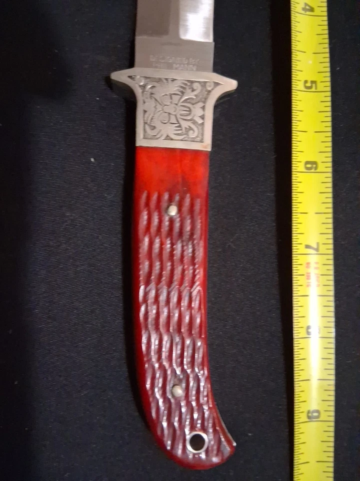 VINTAGE TAYLOR CUTLERY "DEVILS HEAD" DBL EDGED DAGGER FIXED BLD BY PHIL MANN - Image 2 of 4