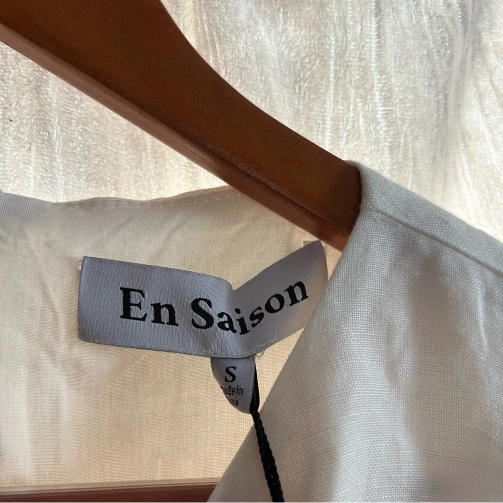 OFF WHITE Abito midi EN SAISON Sophie senza maniche ritagliato misto lino bianco sporco nuovo con etichette S difetto*