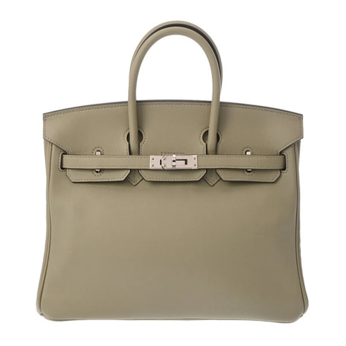 Hermes Birkin 25 725005 Handbag Swift Leather Silver #WB152