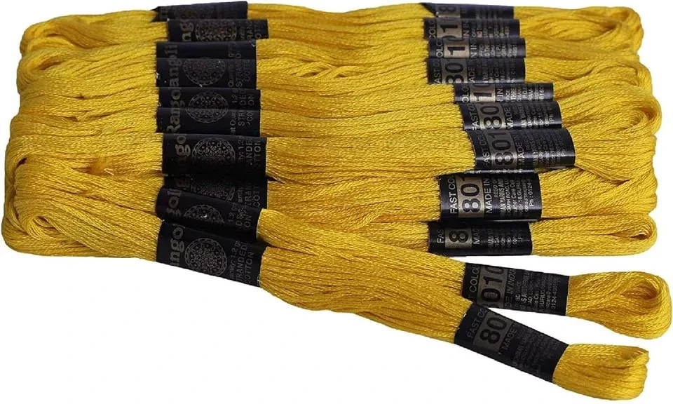 Rangoli Threads Cross Stitch Stranded Cotton Thread Floss Hand Embroidery Yellow - Image 3 of 3