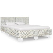 Giroletto Intrecciato a Mano in Vero Rattan 160x200 cm Struttura Letto vidaXL