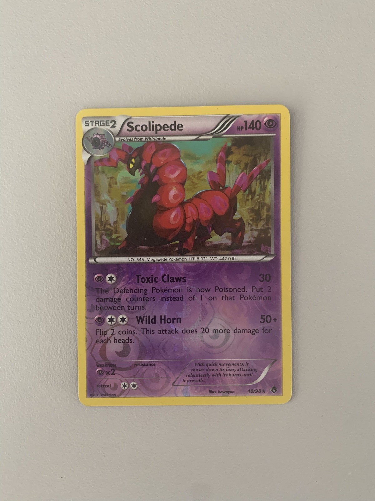 Pokemon SCOLIPEDE 40/98 Emerging Powers Reverse Holo : Vintage Original 