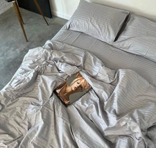 Gray striped bedding set 100 cotton. Consists of 2 pillowcases, a duvet cover