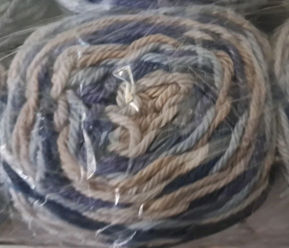 Peaches & Creme Stripey Yarn Denim Shades Of Blue Cream NIP Lot Of 6- 2 Oz 4 Ply - Image 3 of 4