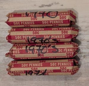 4 Rolls of 1970's pennies