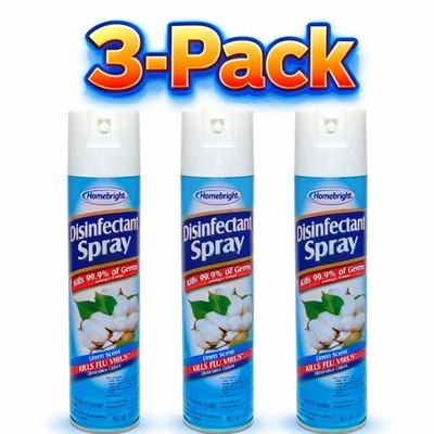 Homebright Disinfectant Spray, Linen Scent 6 oz, Kills 99.9% of Germs, 3 pack
