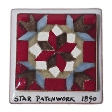 Handmade Enamel Braoch Pin Quilt Design Star Patchwork