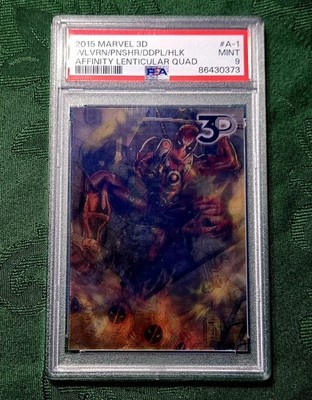 2015 Marvel 3D Affinity Quad Lenticular #A-1 Deadpool Wolverine Hulk PSA 9 SSP 