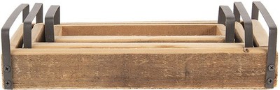 Clayre & Eef Dekoratives Tablett (3er Set) Braun 35x20x5 / 30x15x5 / 25x10x5 cm