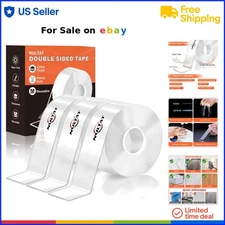 Heavy Duty Double Sided Nano Mounting Tape Clear Wall Adhesive 30FT Removable