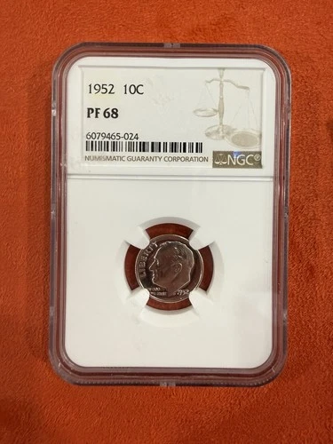1952 10 C PF 68 NGC Roosevelt 90% Silver U.S Dime Low Mintage 6079465-024