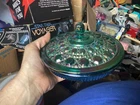 VTG Iridescent Blue Carnival Glass Candy Dish & Lid EUC!
