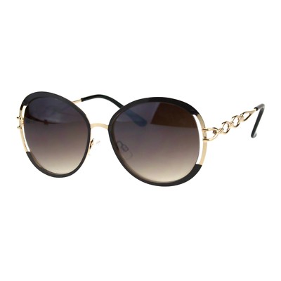 Womens Round Metal Frame Classy Designer Style Sunglasses UV 400