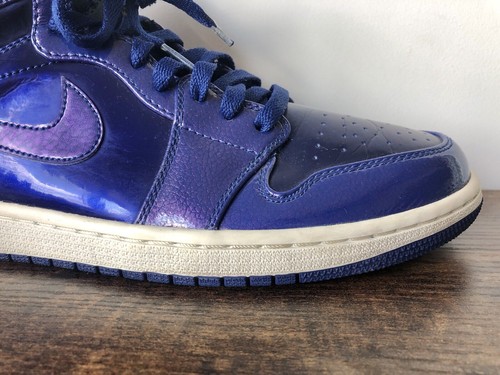 NIKE AIR JORDAN 1 RETRO HIGH OG I PATENT LEATHER DEEP ROYAL BLUE BLACK WHITE 9.5 - Picture 13 of 24