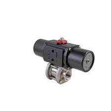 Gemini 1/2" NPT SS Spring RTN Normally Closed Pneu Actuated 3-pc Valve Viton