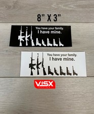 Gun Stick Figure Family Bumper Sticker Decal 2 Pack Funny Rifle Nra Amendment