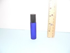 5 Bottles Cobalt Blue 1/3 oz,10 ml GLASS Roll On Bottle With Black Cap  Roller