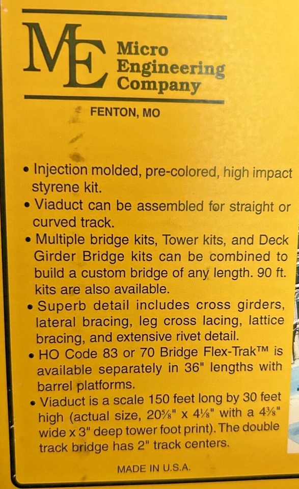 150 ft CITY STEEL VIADUCT BRIDGE - SINGLE TRACK HO Scale-PLASTIC KIT 75511 - NEW - Image 3 of 4