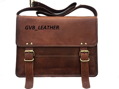15/" Vintage Briefcase Satchel Hipster Leather Laptop Messenger Bag Shoulder Men