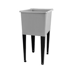 Fregadero utilitario gris de 16 galones TEHILA SPACE SAVER con patas de acero negro - 8502