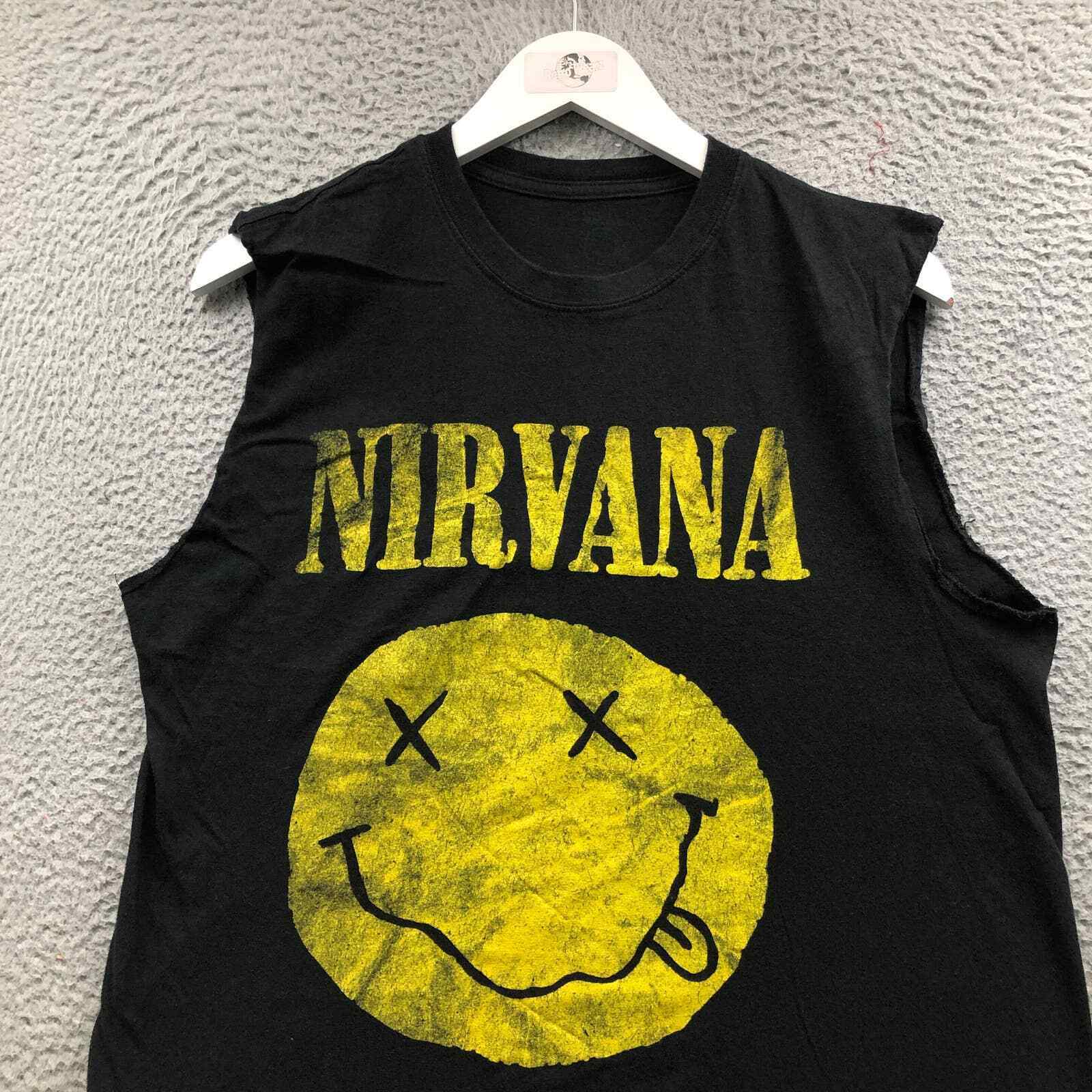Nirvana Cut Sleeves Shirt Men's Large L Graphic C… - image 7