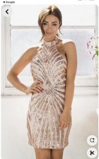 FASHION NOVA SEQUIN HALTER. DRESS-NWT-SIZE LARGE 