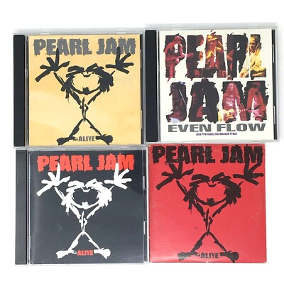 Pearl Jam Alive & Even Flow RARE 4 x CD Promo LOT Australia & Japan Obi Strip