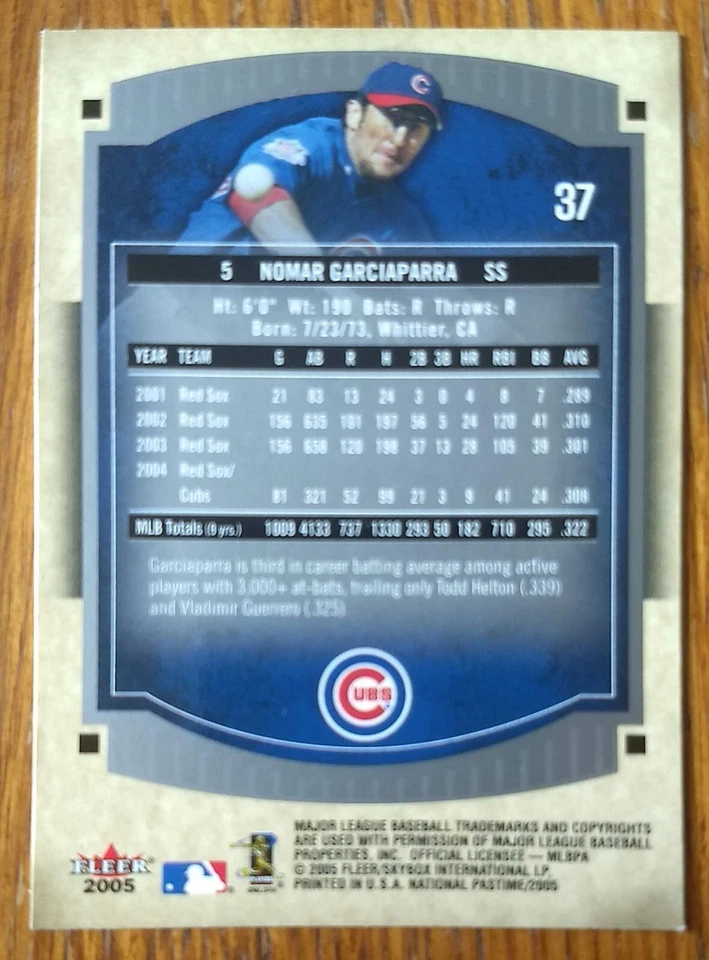 NOMAR GARCIAPARRA, 2005 FLEER NATIONAL PASTIME #37, CUBS - Image 2 of 2
