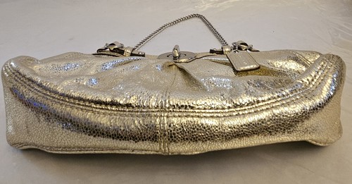 Coach Metalic Leather Chain Link Strap Clutch Purse Evening Bag - Picture 4 of 10