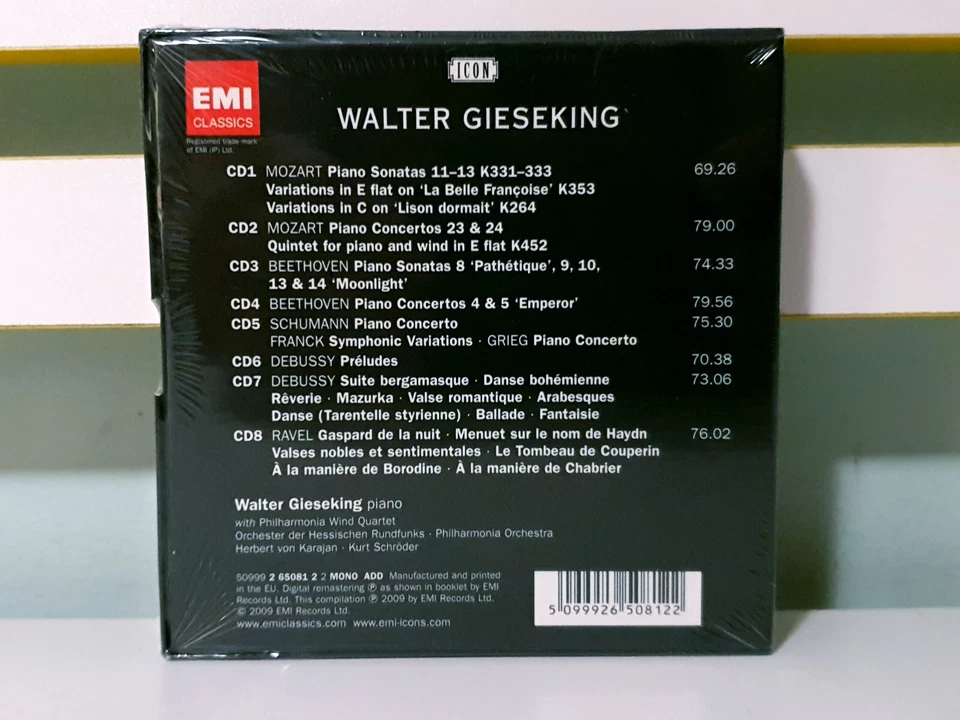 Walter Gieseking: Poet of the Keyboard! ICON Brand New Sealed 8 CD Box Set! - Image 2 of 2