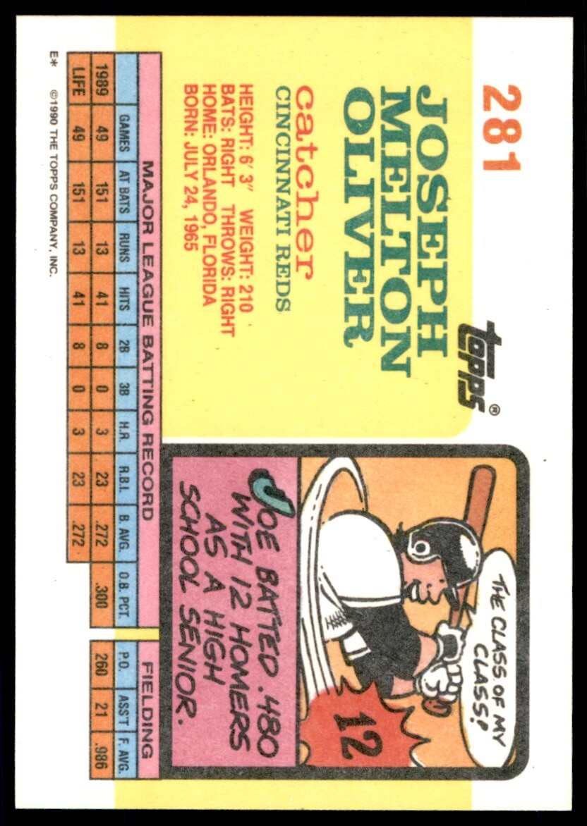 1990 Topps Big Joe Oliver Cincinnati Reds #281 2087 | eBay