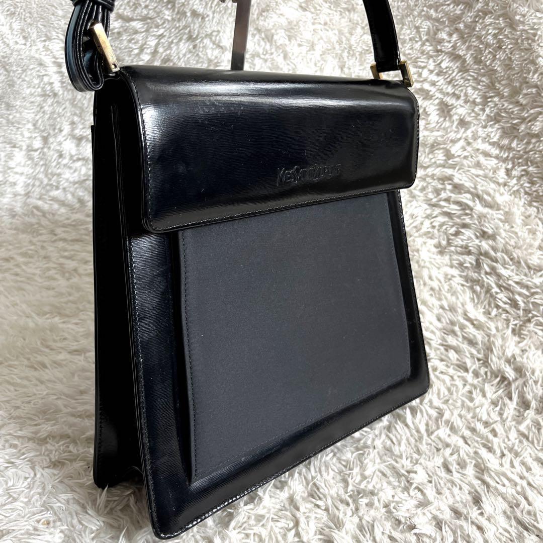 Borsa a tracolla Saint Laurent tracolla logo nero vera pelle dal GIAPPONE