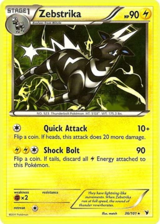 2x (BWNV-36) Zebstrika Rare Pokemon B&W Noble Victories Card