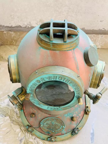 Full 18"Diving Helmet Navy Mark V Deep Sea Scuba Divers Antique Helmet With Base - Picture 6 of 7