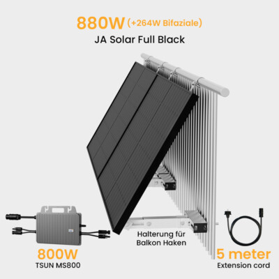 1150W Bifazial Balkonkraftwerk mit Halterung 800W Wechselrichter PV Solaranlage