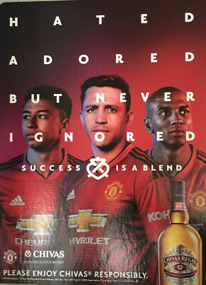 Manchester United/ Chivas Regal.  Success Is A Blend  Cardboard Sign 15 By 20