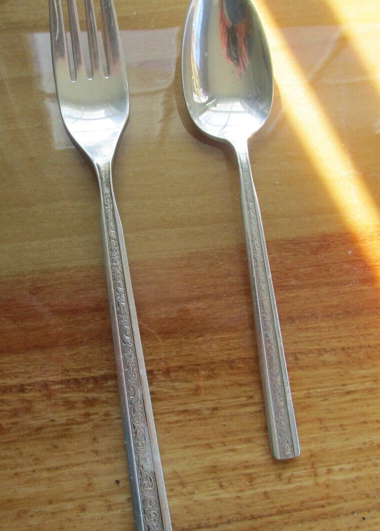 2 Pc Sterling Silver Flatware Gorham Trilogy 6 Inch Spoon 7 1/2 Fork