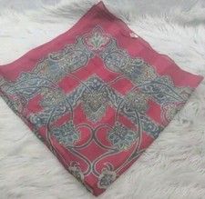 Vintage Made in Italy SCARF Red Paisley Striped 100 Polyester square