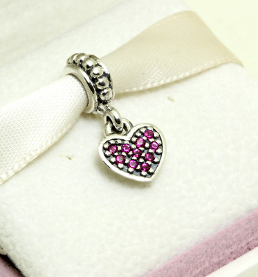 *  Authentic Pandora Ster Silver 925 ALE Red Pave Heart Dangle 791023CZR Charm