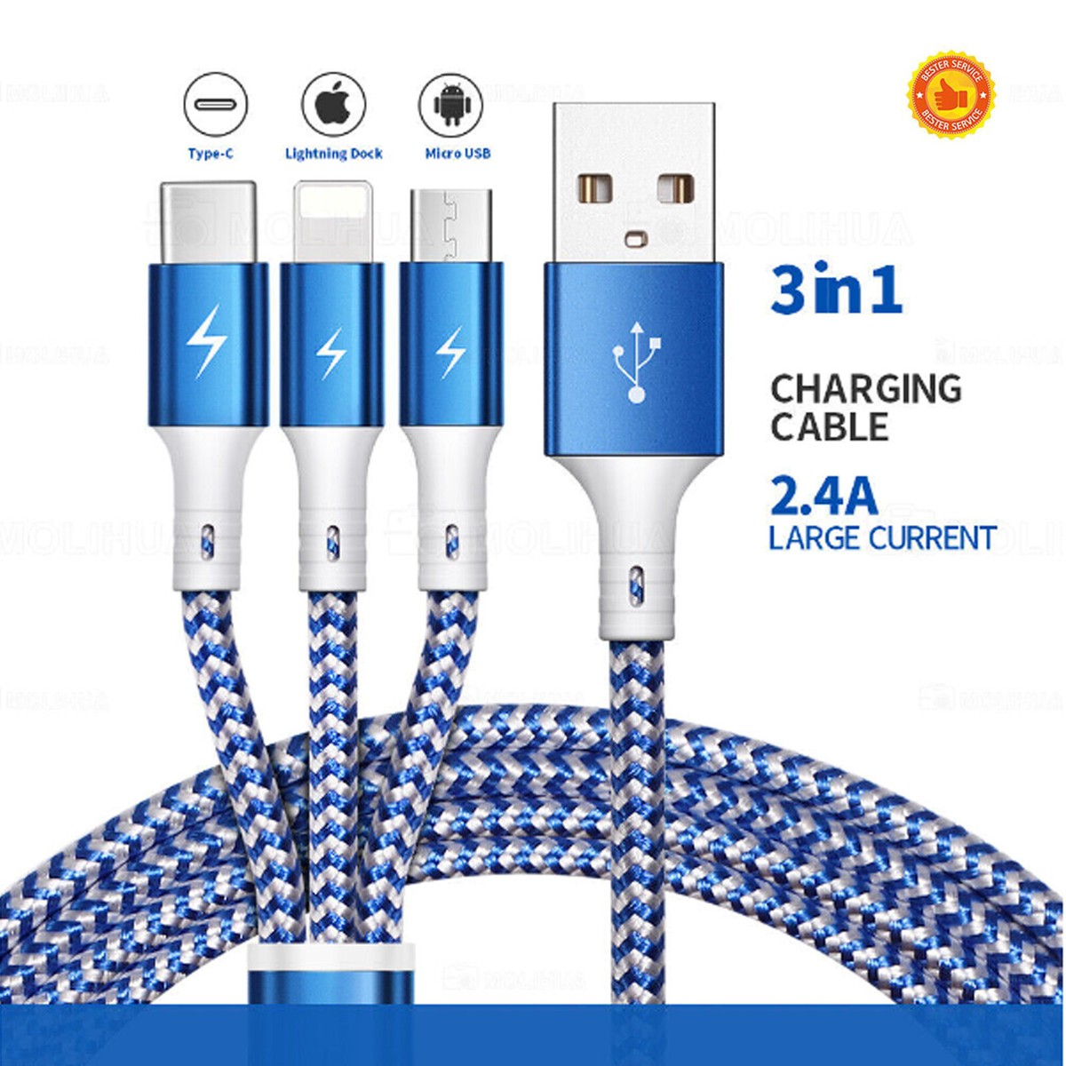 Universal in Multi USB Cable Fast Charger Type C Lead For IOS, Samsung  Phone - Main Image