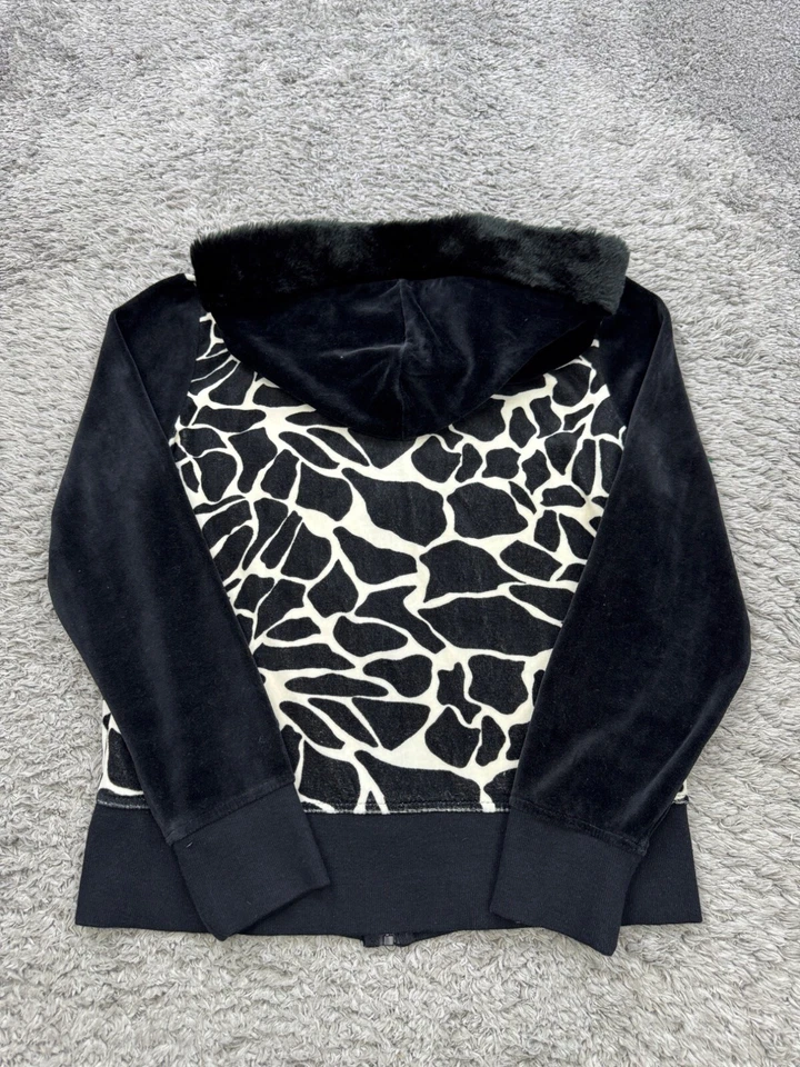 Suéter Onque Informals Mujer Mediano Negro Imitación Piel Capucha Cremallera Completa Terciopelo Cebra Foto 2 de 4