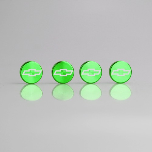 Laser Etched 4 Green Aluminum Chevrolet License Plate Frame bolts Screws Cap - Picture 5 of 6